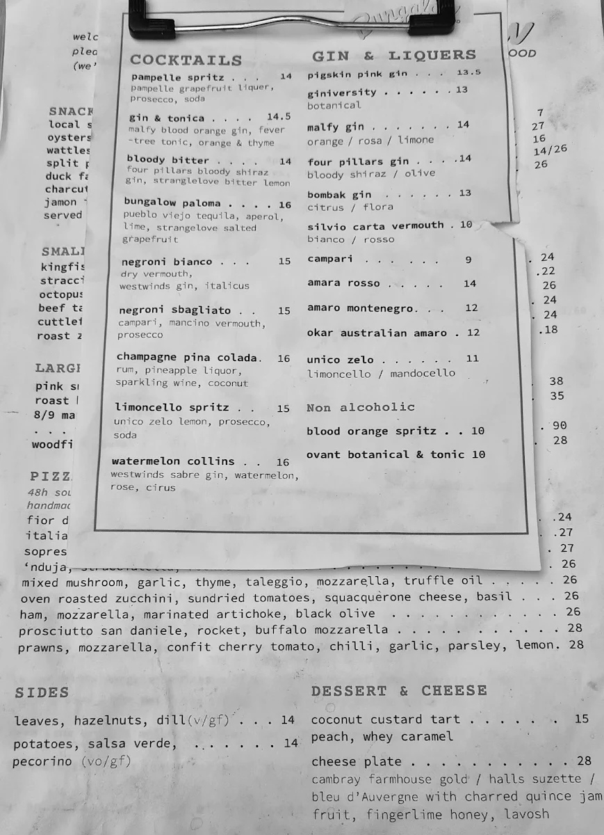 Menu, Bungalow Neighbourhood Social