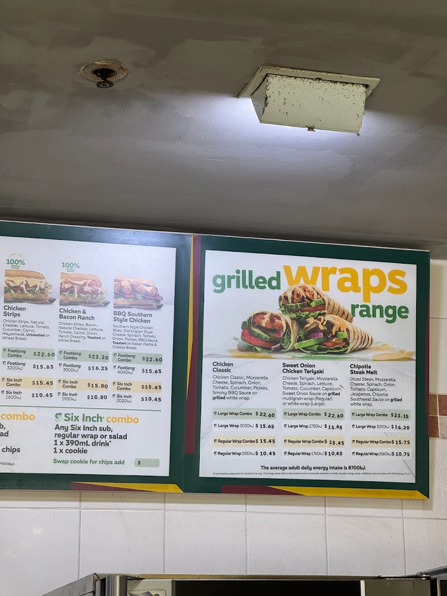 Menu, Subway