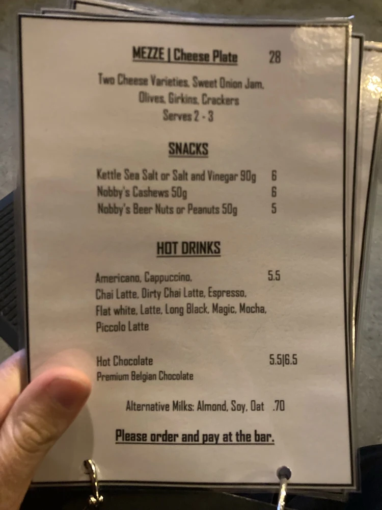 Menu, MAYA Lounge Bar Ballarat