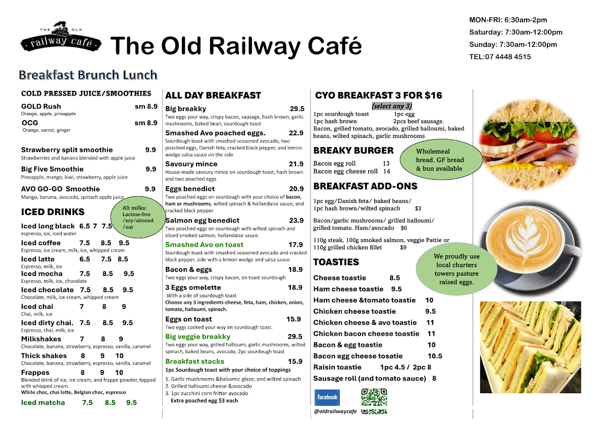 Menu, The Old Railway Cafe