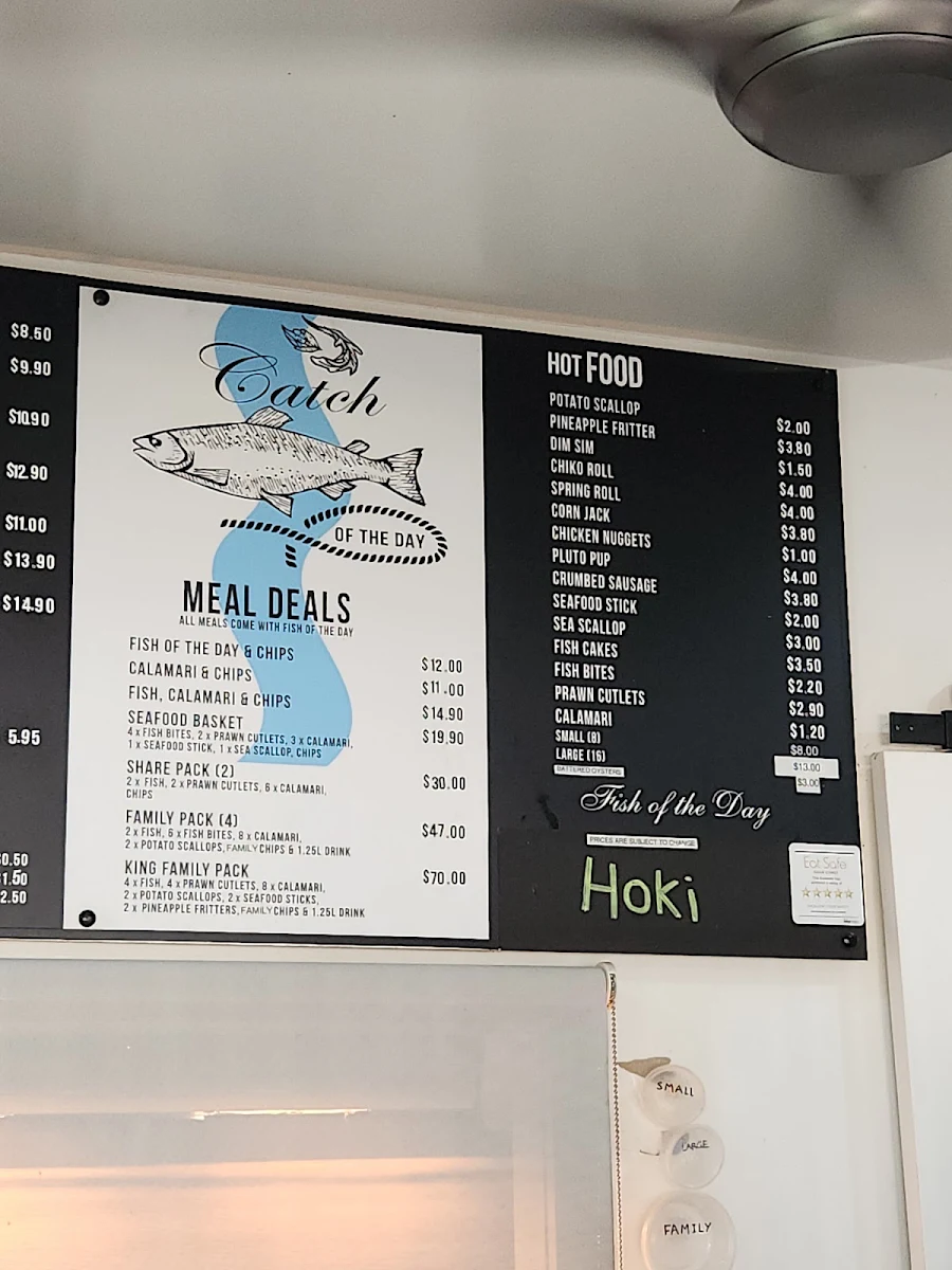 Menu, Kingfish & Chips