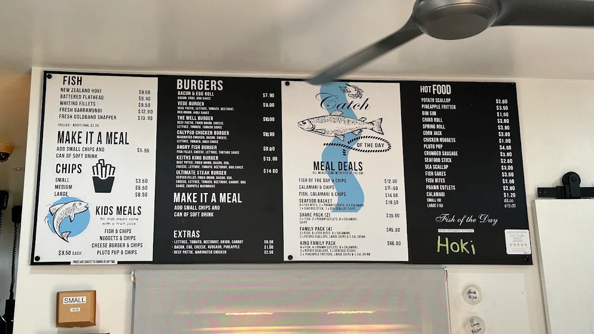 Menu, Kingfish & Chips