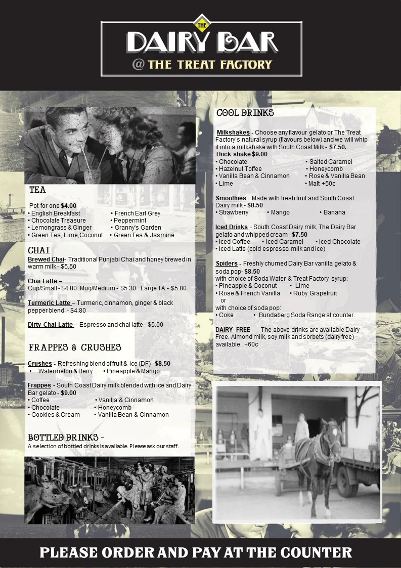 Menu, The Dairy Bar