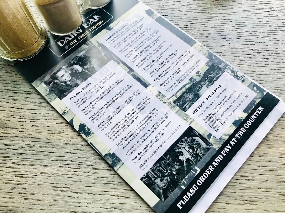 Menu, The Dairy Bar