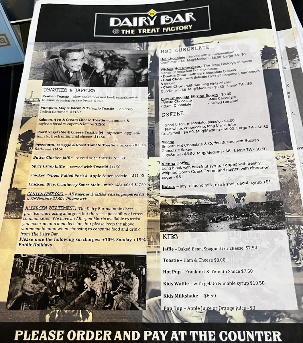 Menu, The Dairy Bar