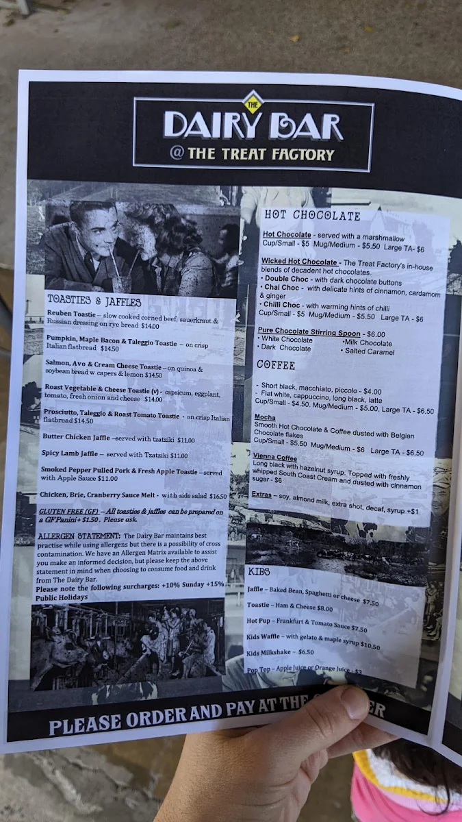 Menu, The Dairy Bar