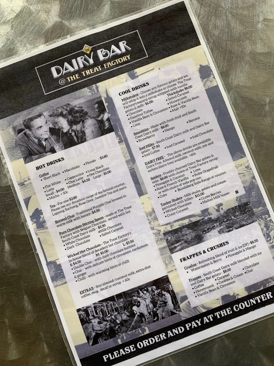 Menu, The Dairy Bar