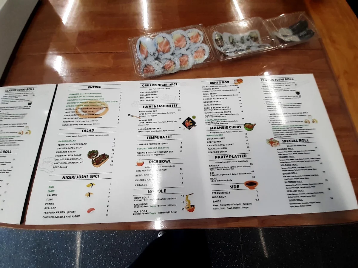 Menu, SUSHI HWA Ipswich