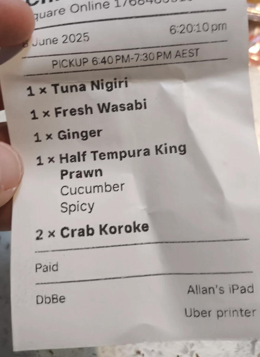 Menu, SUSHI HWA Ipswich