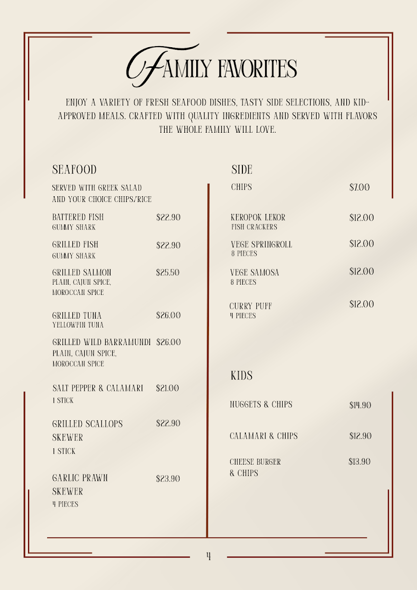 Menu, BANDO GRILL KITCHEN