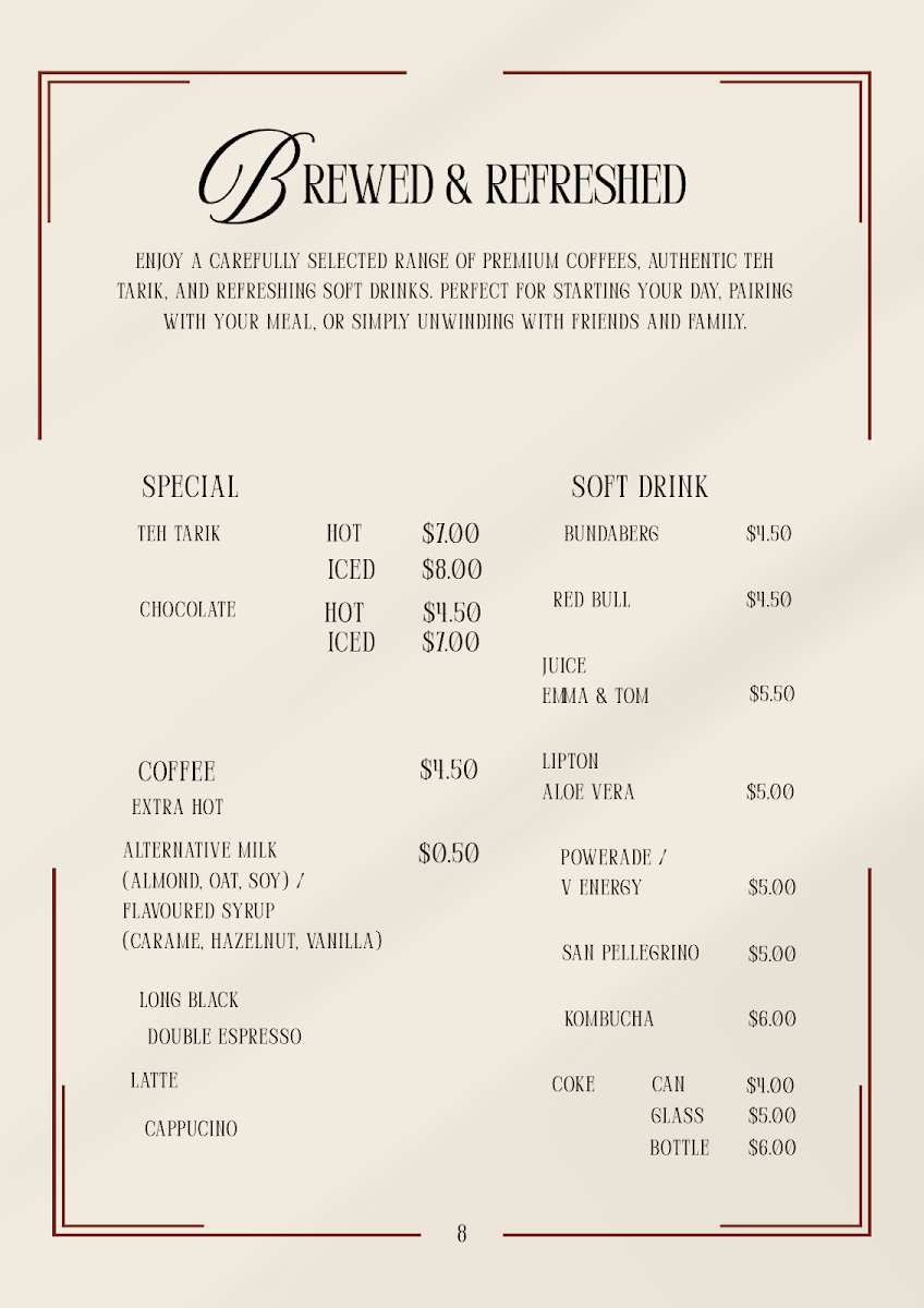Menu, BANDO GRILL KITCHEN