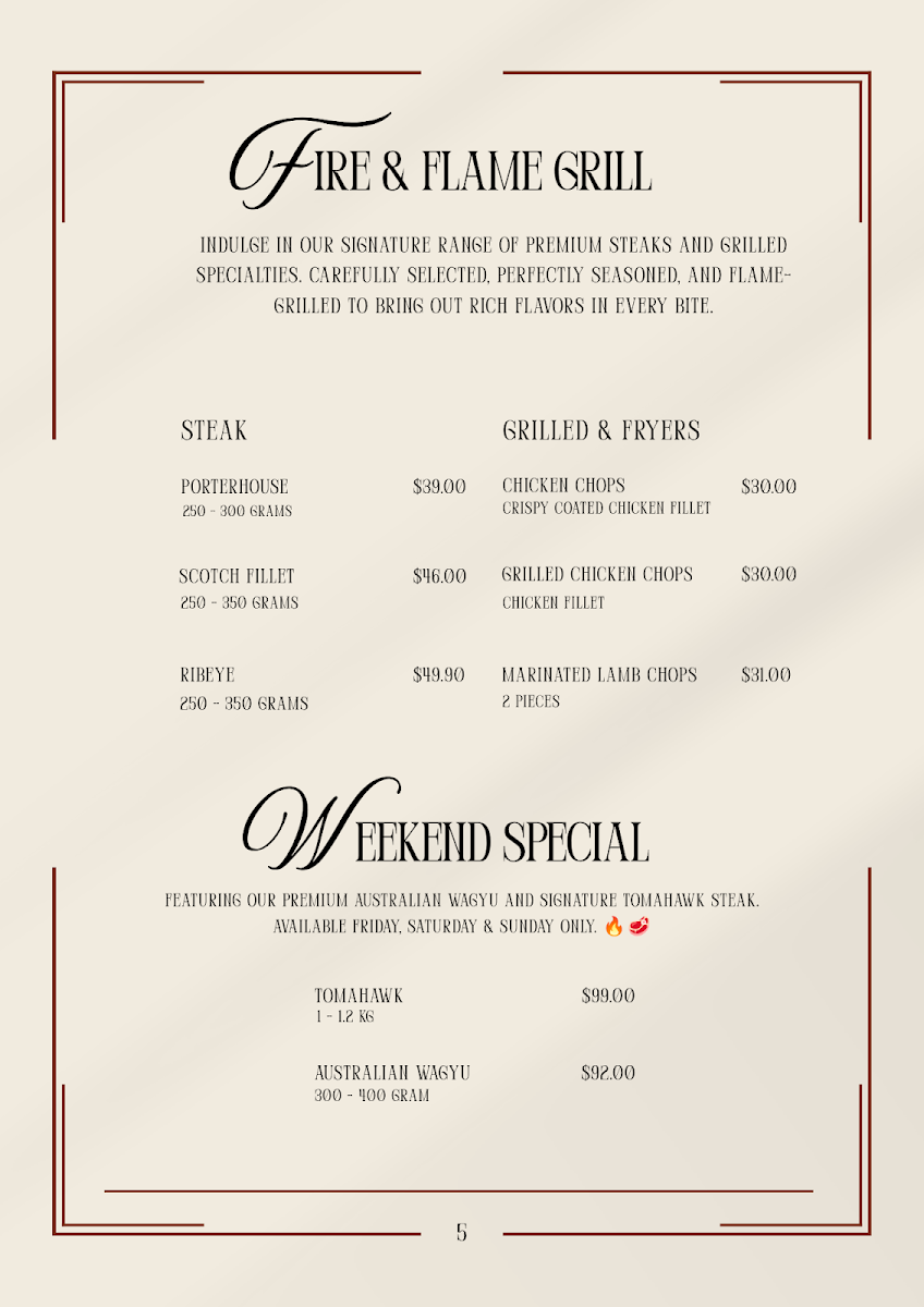 Menu, BANDO GRILL KITCHEN