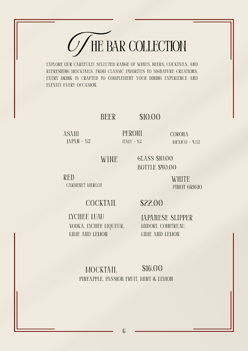 Menu, BANDO GRILL KITCHEN