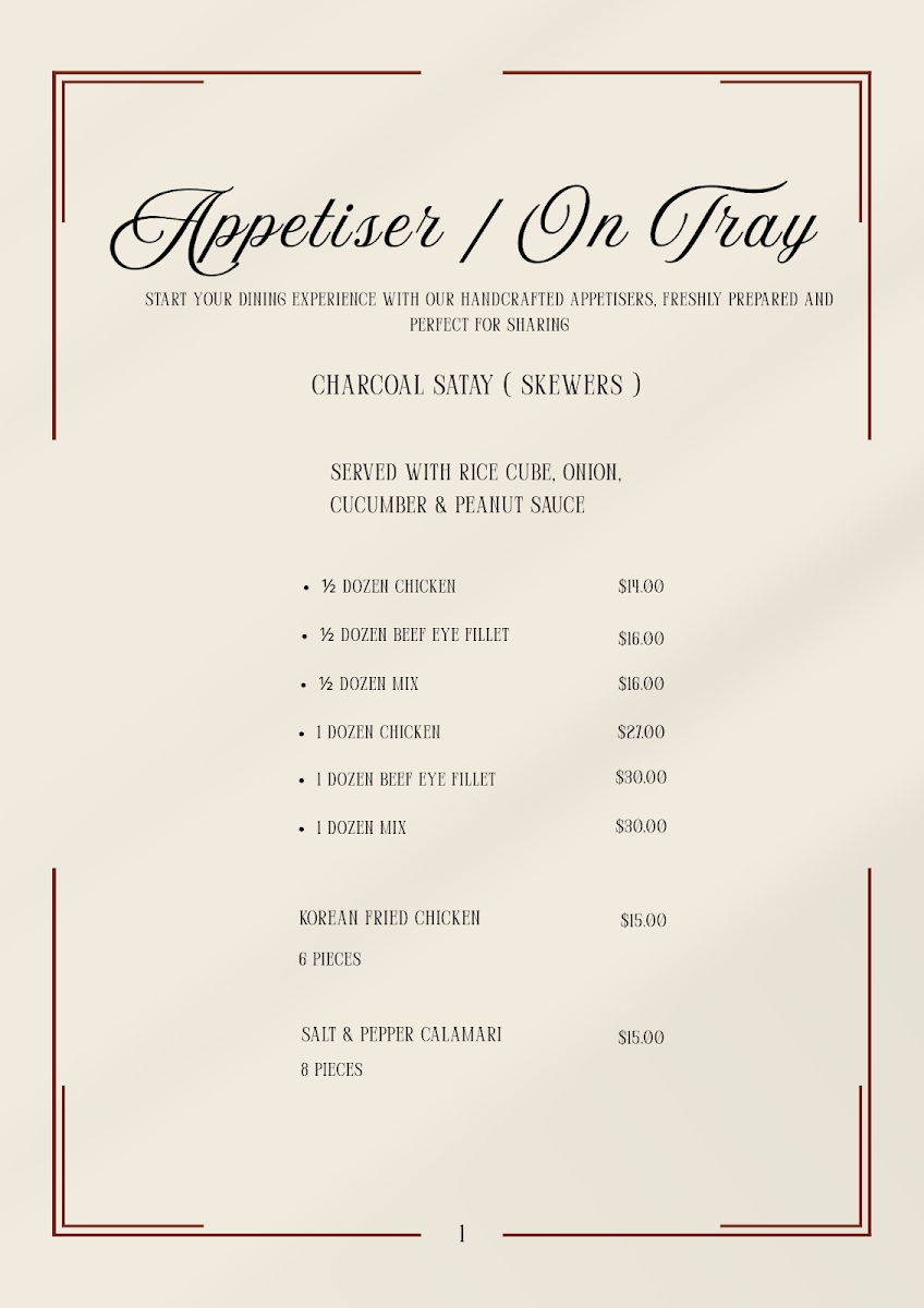 Menu, BANDO GRILL KITCHEN
