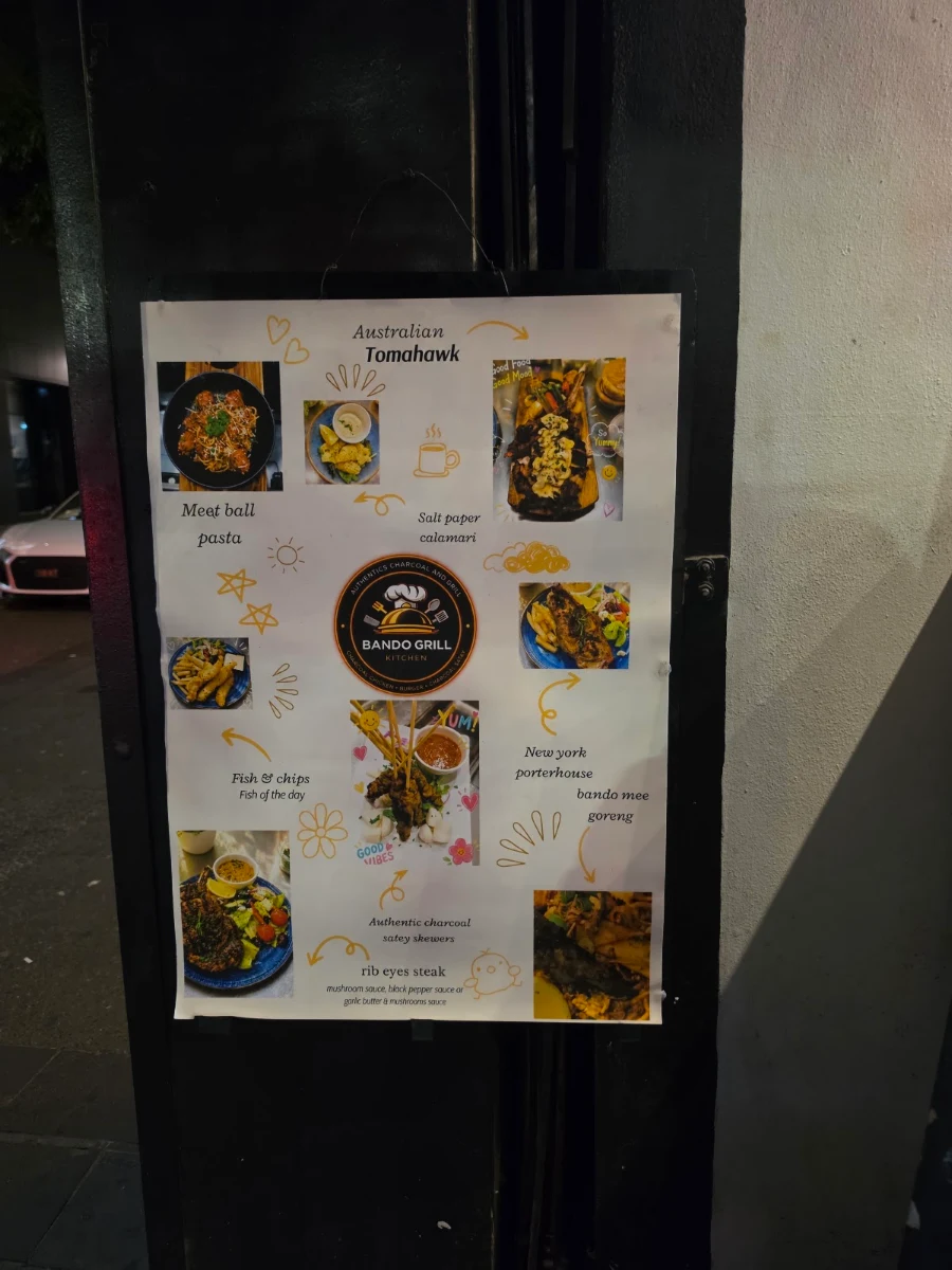 Menu, BANDO GRILL KITCHEN