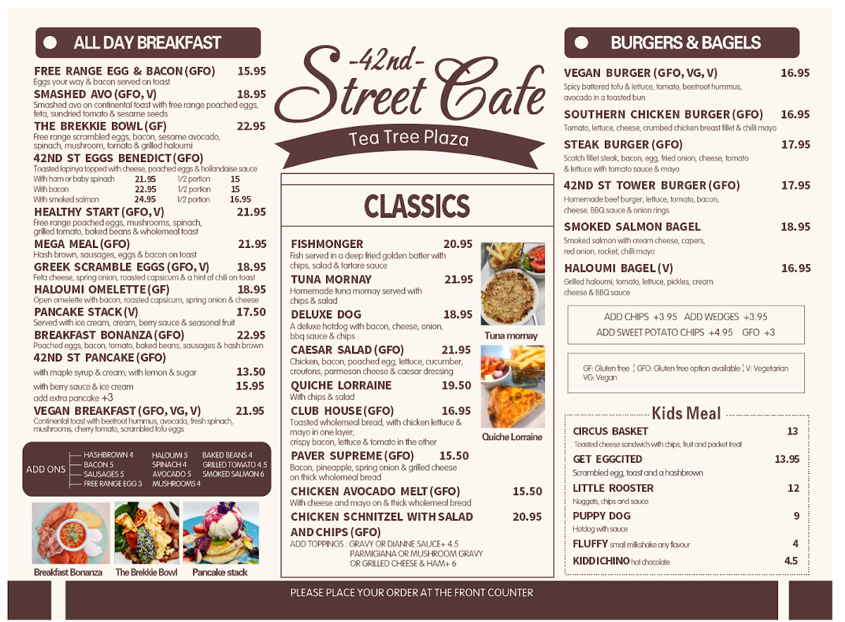 Menu, 42nd Street Cafe