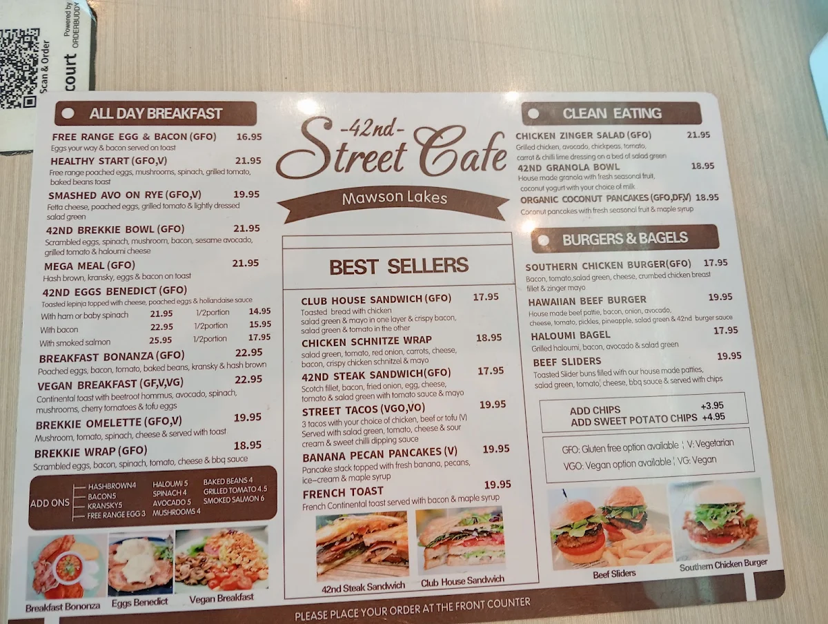 Menu, 42nd Street Cafe