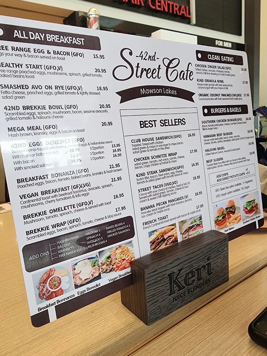 Menu, 42nd Street Cafe