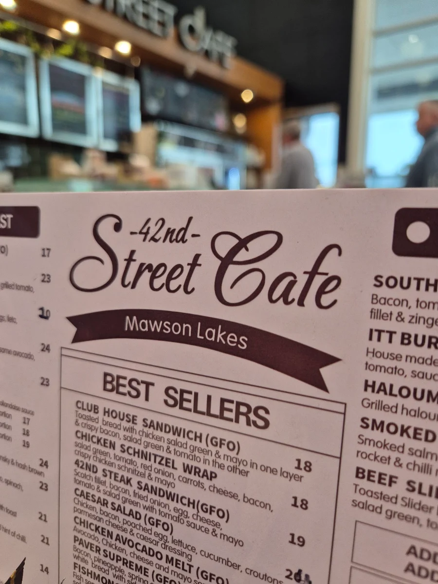 Menu, 42nd Street Cafe