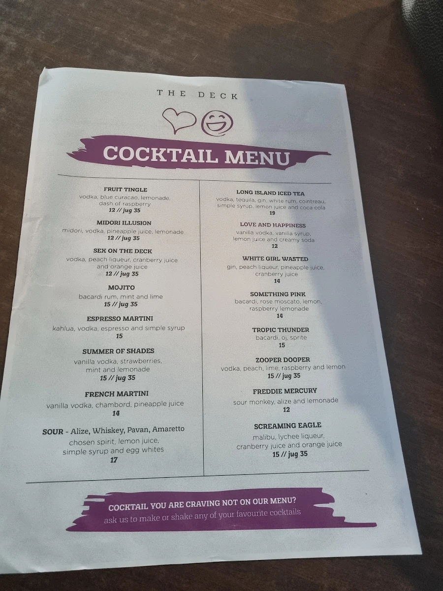 Menu, The Deck