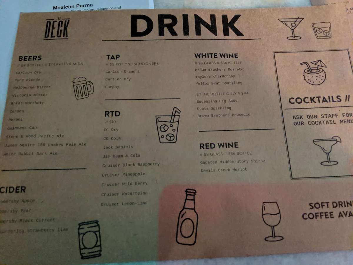 Menu, The Deck