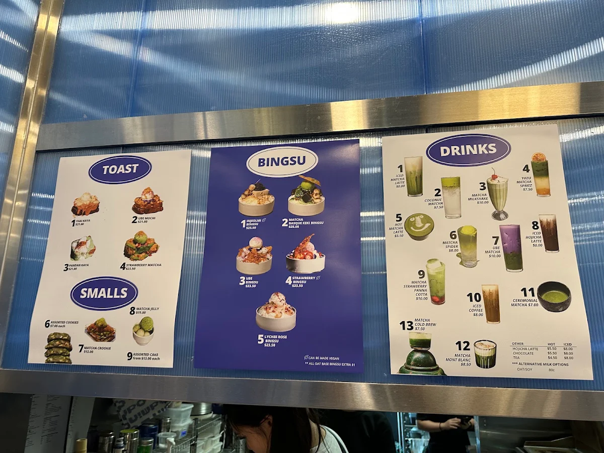 Menu, Nimbo - Late Night Desserts, Bingsu and Matcha