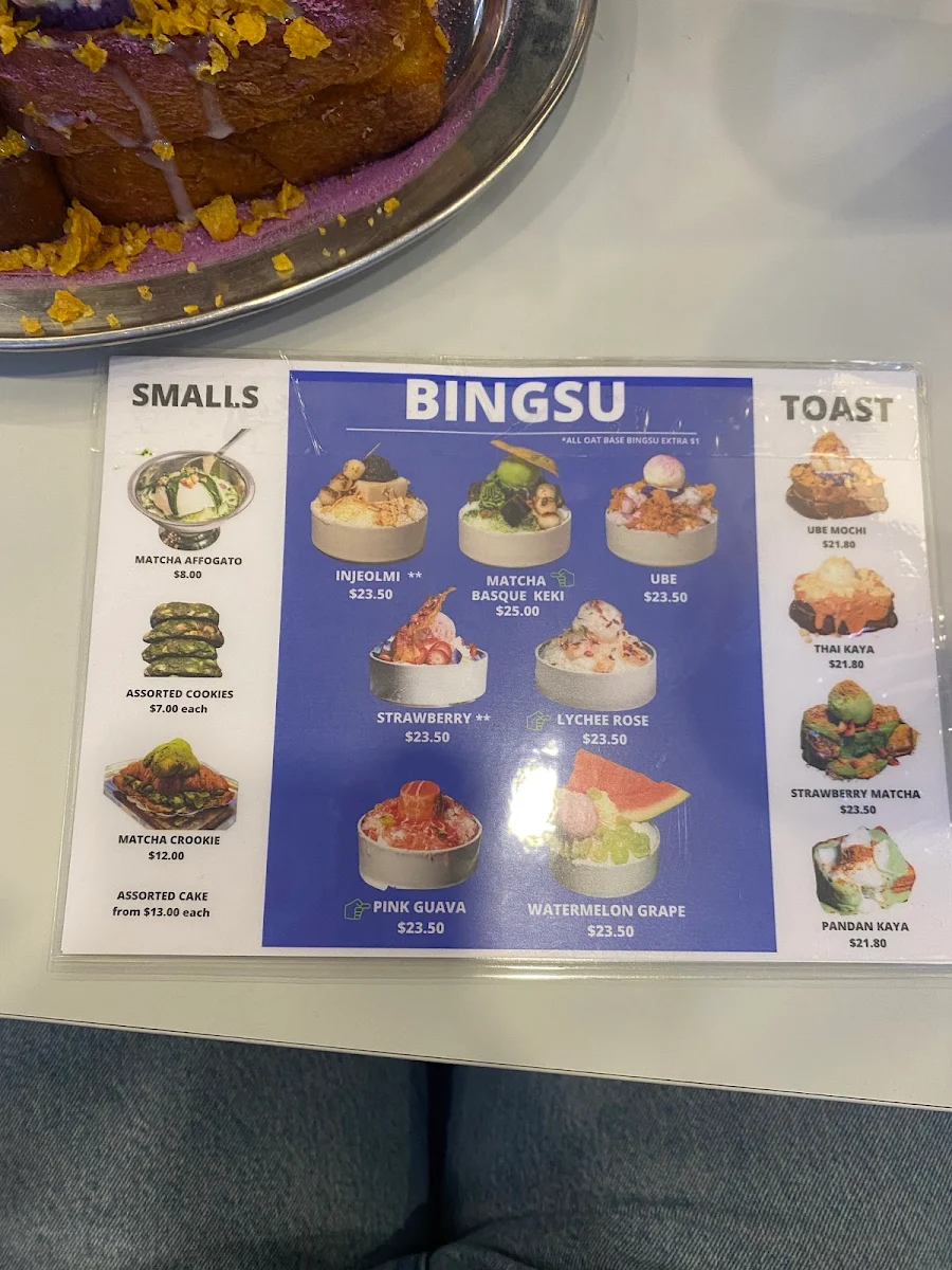 Menu, Nimbo - Late Night Desserts, Bingsu and Matcha