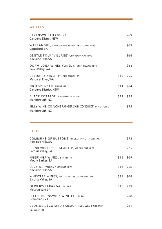 Menu, Tori Cafe | Bar