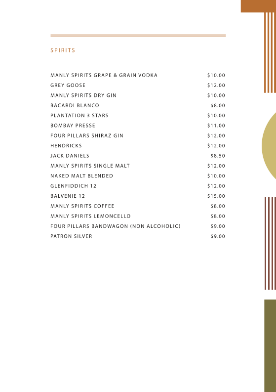 Menu, Tori Cafe | Bar