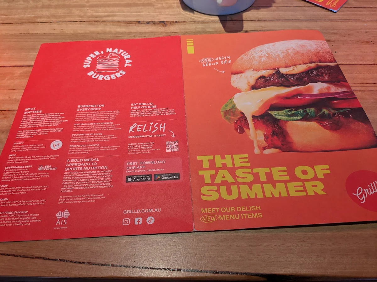 Menu, Grill'd Burgers - Albury