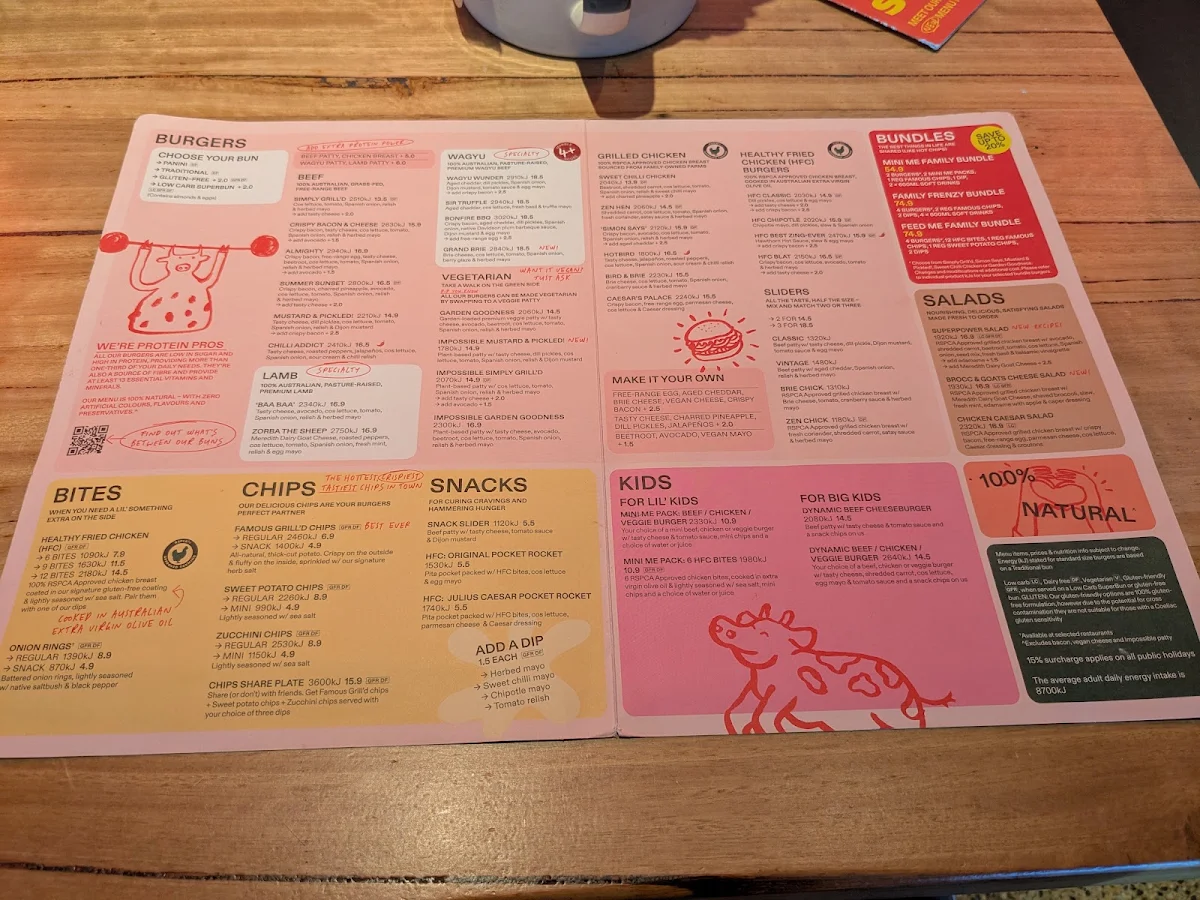 Menu, Grill'd Burgers - Albury