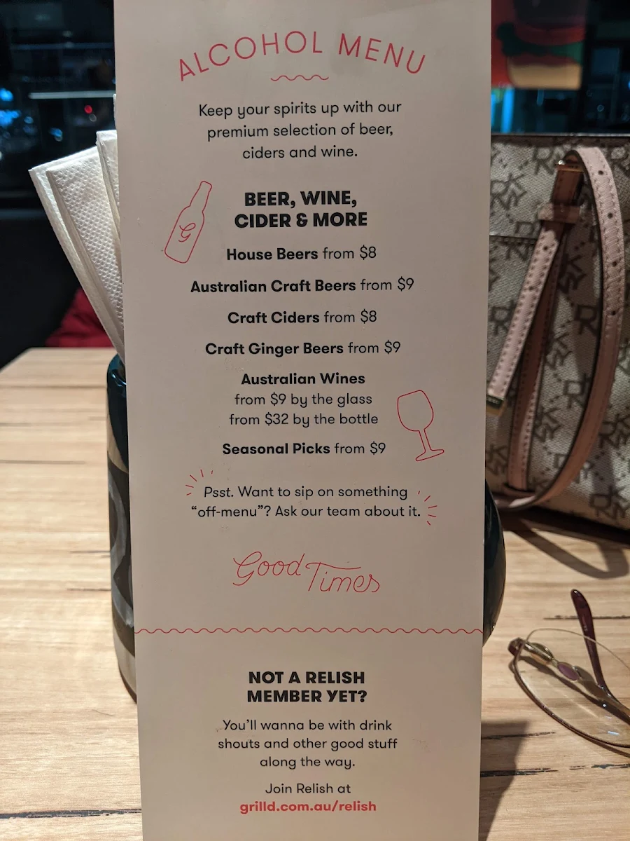 Menu, Grill'd Burgers - Albury
