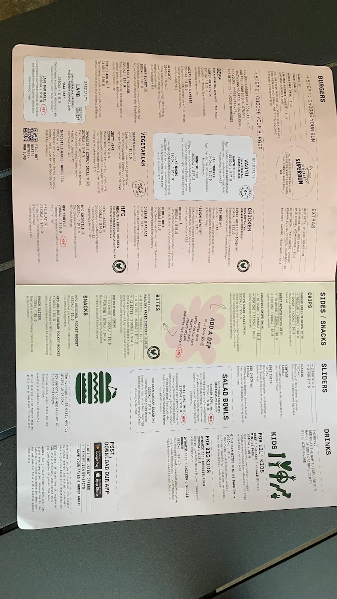 Menu, Grill'd Burgers - Albury
