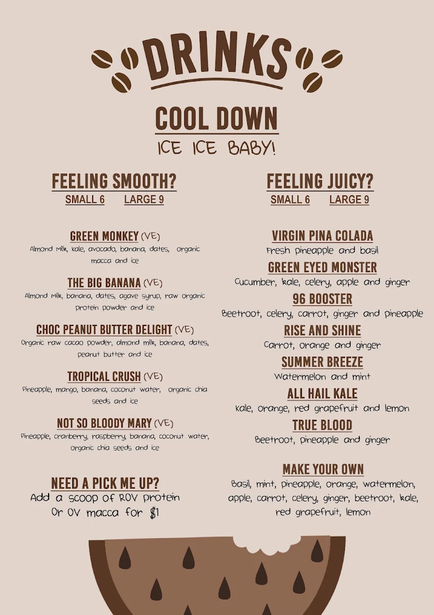 Menu, Espresso 96 Concord