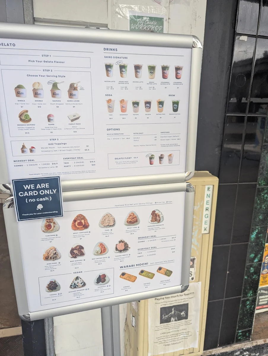 Menu, Shiro Gelato & Snack @Southport, Gold Coast