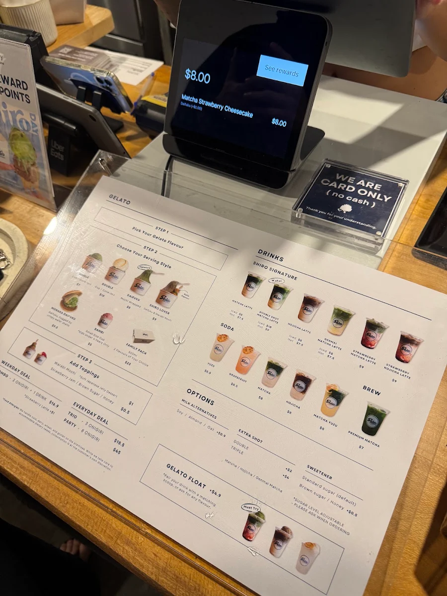 Menu, Shiro Gelato & Snack @Southport, Gold Coast
