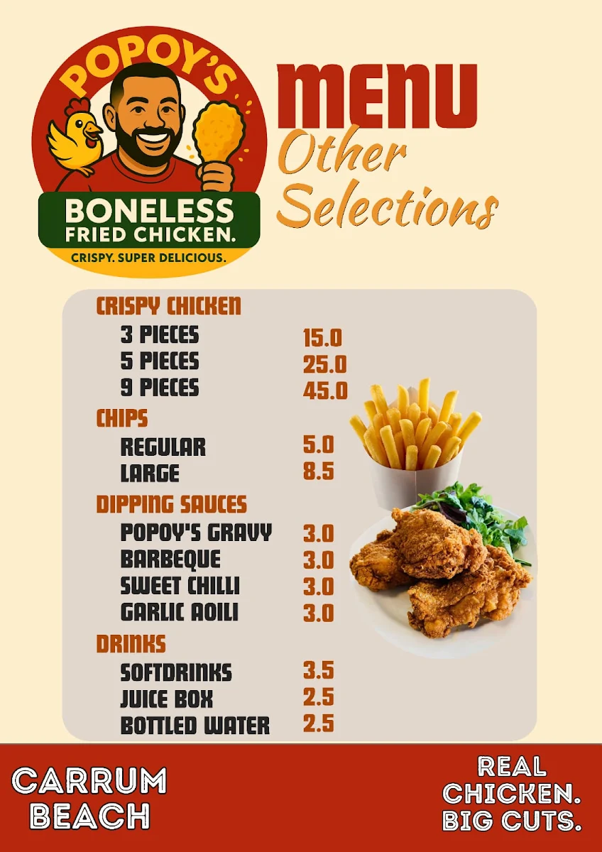 Menu, Popoy’s Boneless Fried Chicken