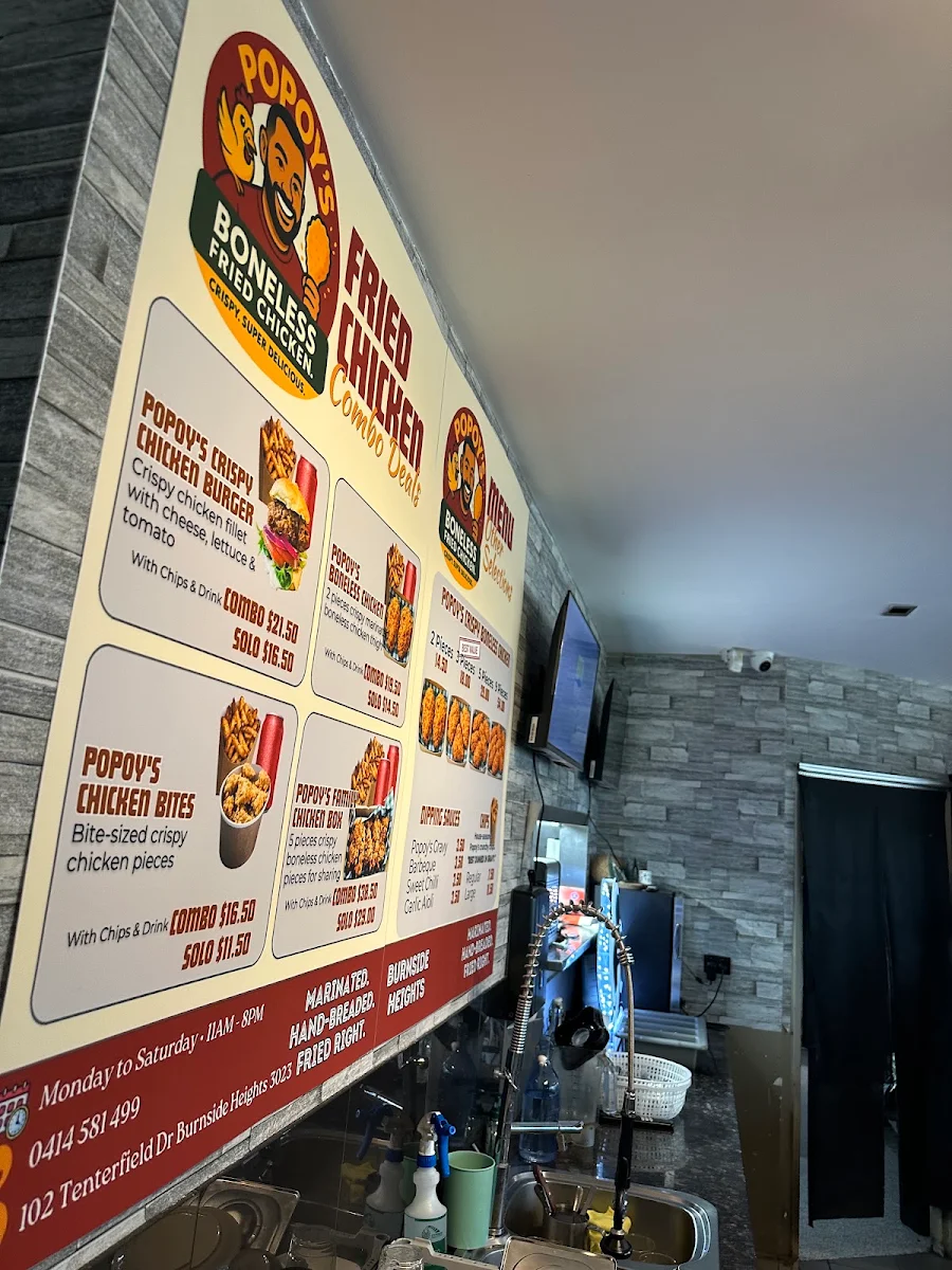 Menu, Popoy’s Boneless Fried Chicken