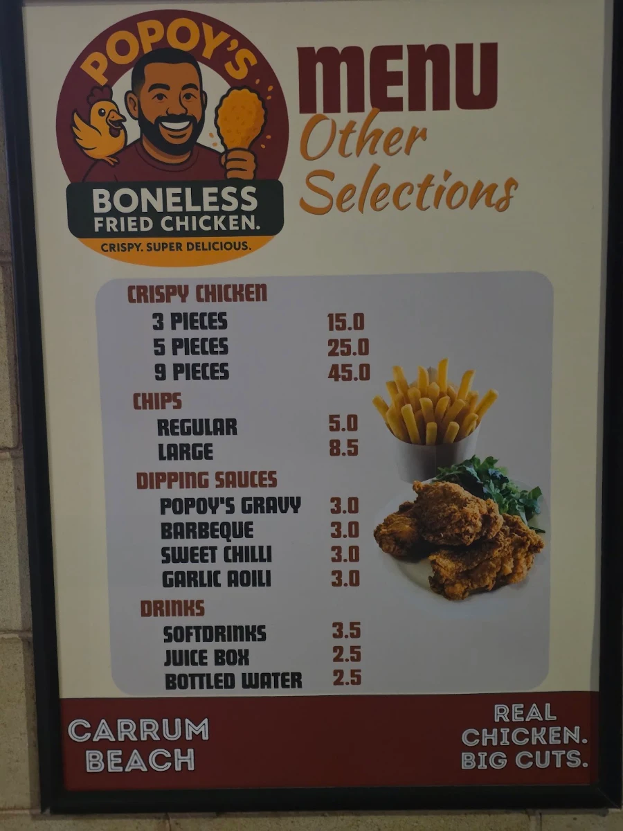 Menu, Popoy’s Boneless Fried Chicken