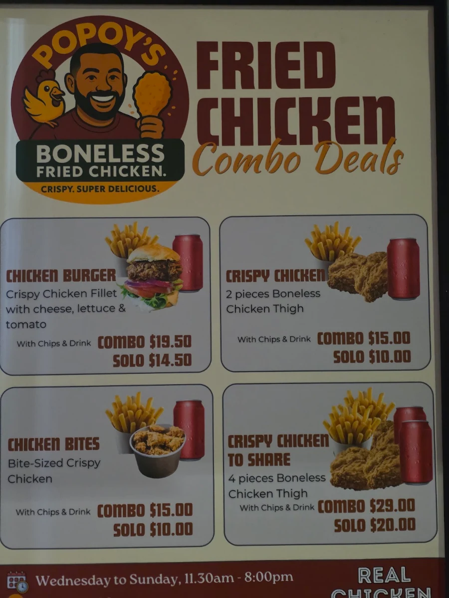Menu, Popoy’s Boneless Fried Chicken