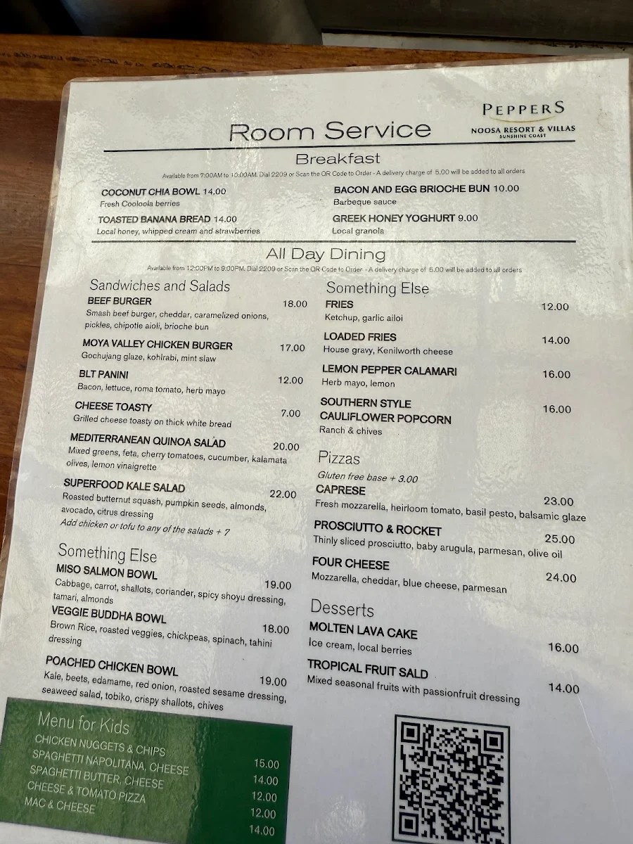 Menu, Park & Cove