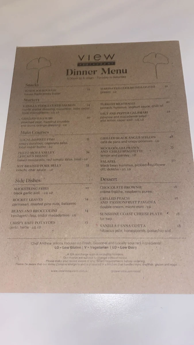 Menu, Park & Cove