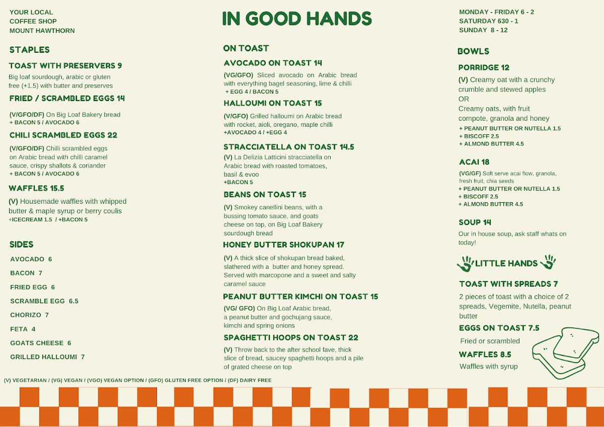 Menu, In Good Hands