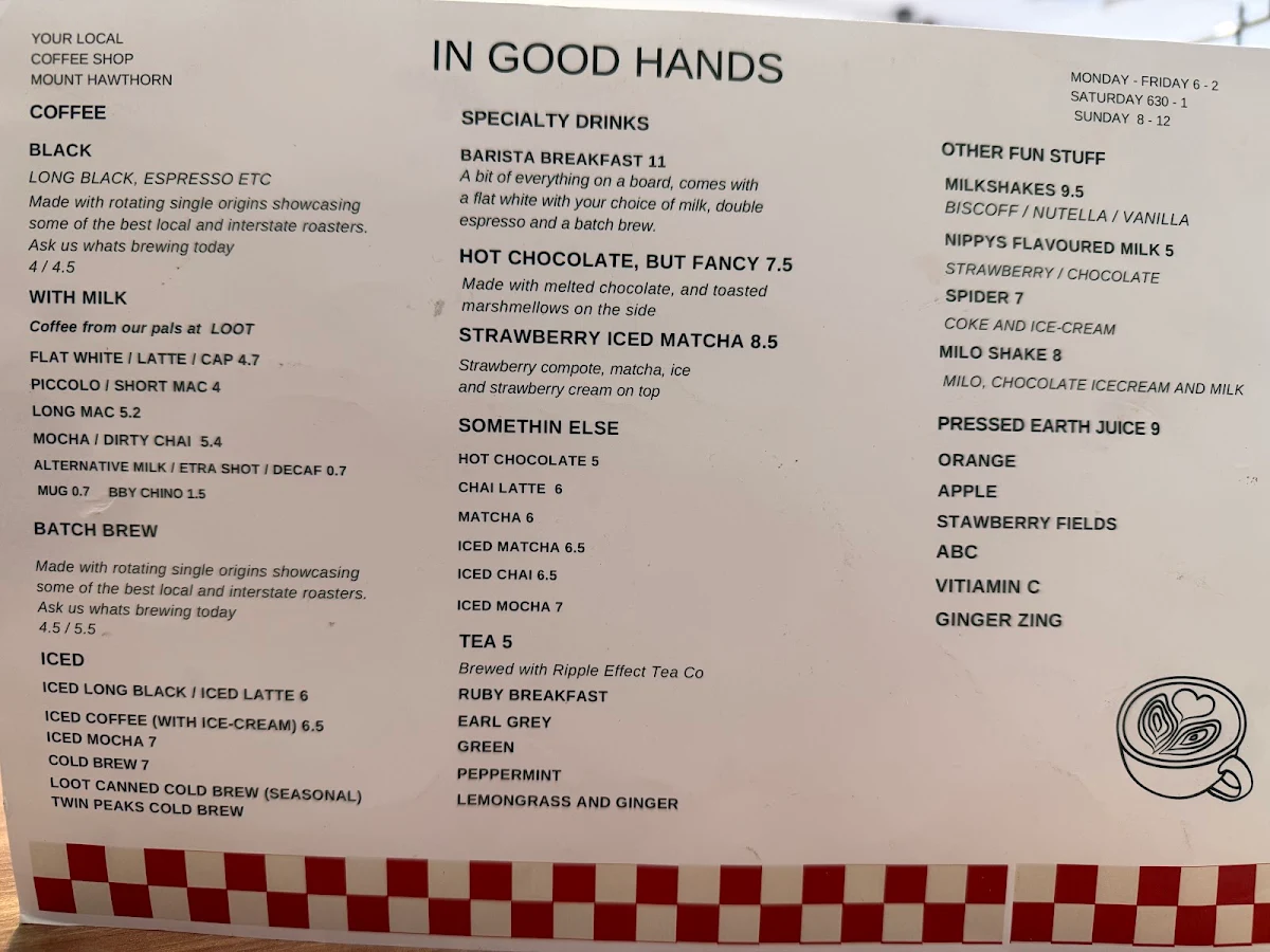 Menu, In Good Hands