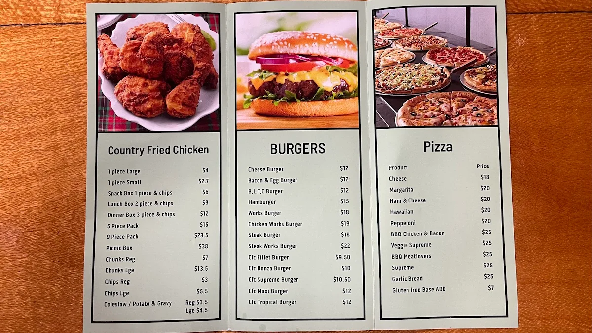 Menu, Bunya Nut Cafe