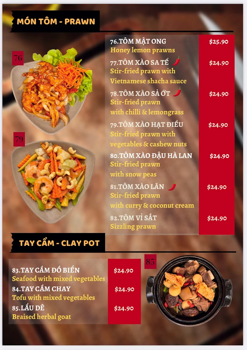Menu, Huong Giang Marrickville