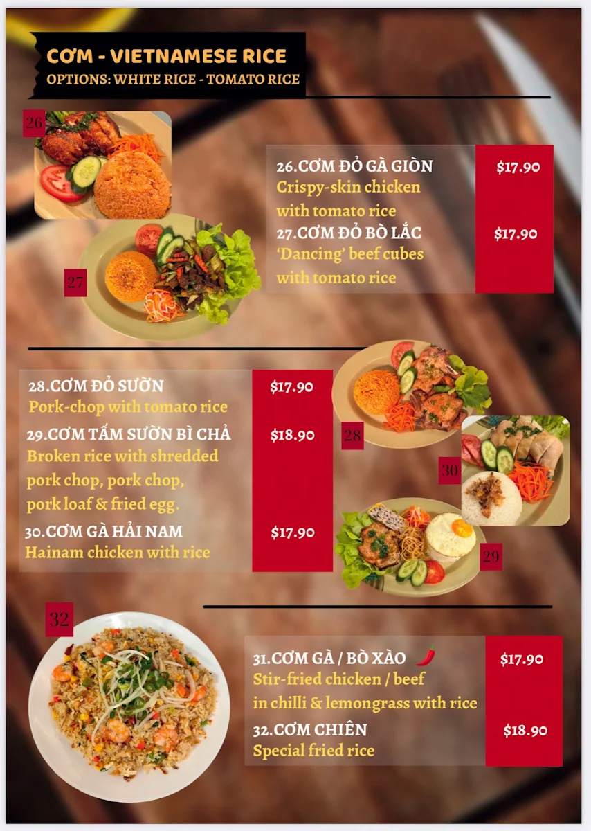 Menu, Huong Giang Marrickville