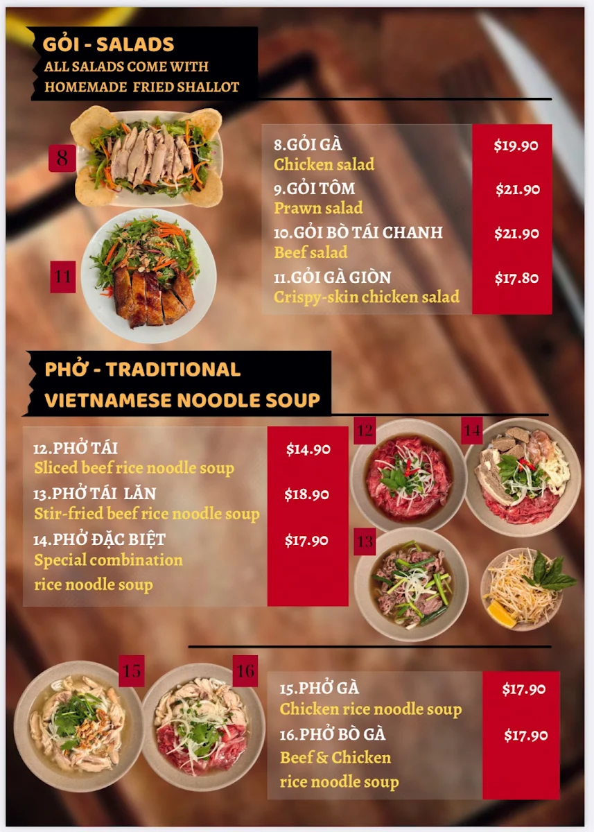 Menu, Huong Giang Marrickville
