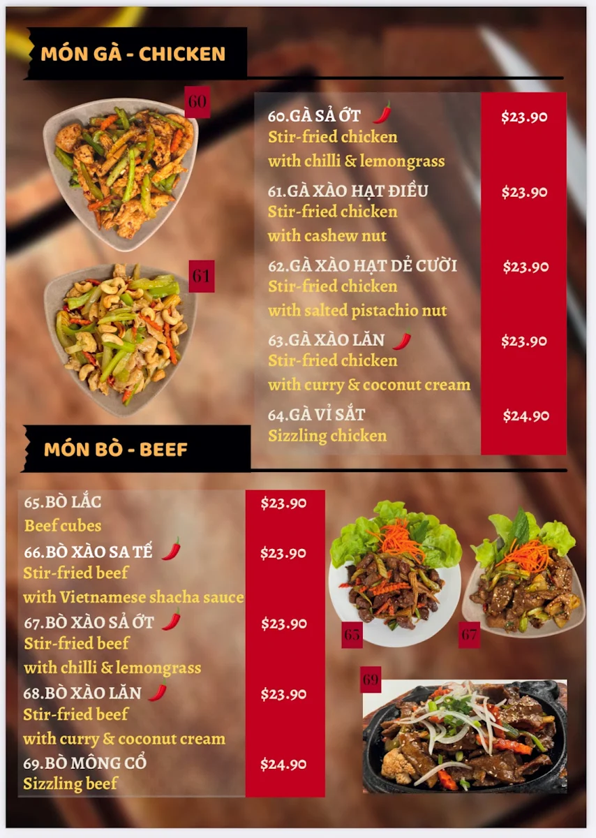 Menu, Huong Giang Marrickville