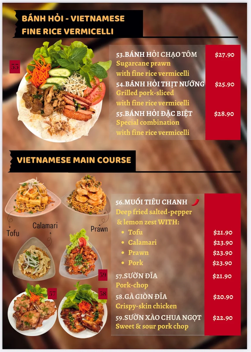 Menu, Huong Giang Marrickville
